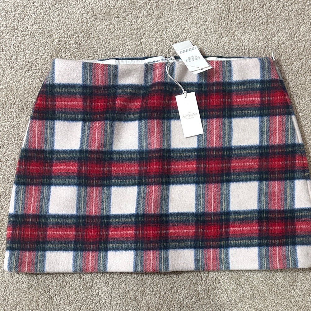 Abercrombie & Fitch Red and Blue Plaid Mini Skirt